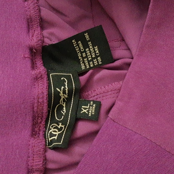 DG2 by Diane Gilman Faux Silk Pull-On Elastic Waist Jogger Pants, Purple, XL - Picture 9 of 15